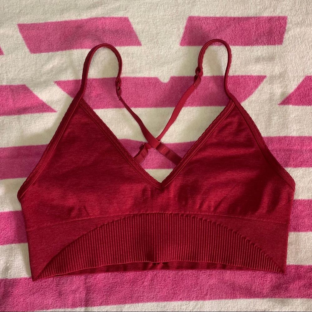 Lululemon Ebb to street bra deep plum color